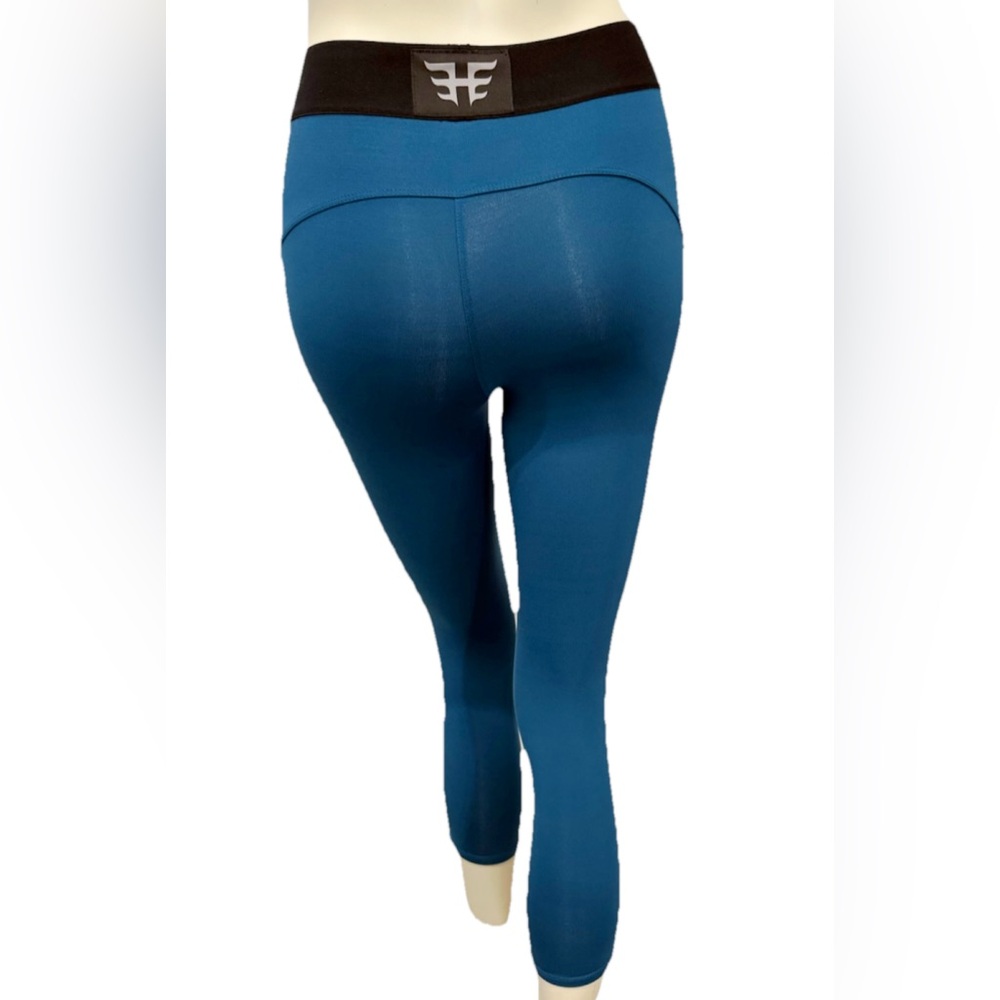 Heroine Sport Leggings XS Teal Mesh Panel High Waist Activewear Made in USA